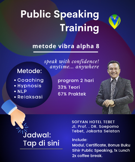 Public speaking training metode vibra alpha 8, metode training terbaik tahun 2019.